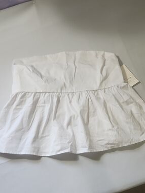 a new day White Strapless Ruffle Crop Top